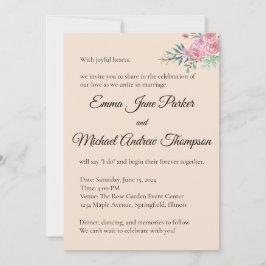 Romantic Floral Wedding Invitation Kaart