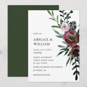 Romantic Floral Wedding Invitation Kaart (Voorkant / Achterkant)