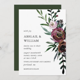Romantic Floral Wedding Invitation Kaart