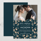 Romantic Floral Wedding Invitation Kaart (Voorkant / Achterkant)