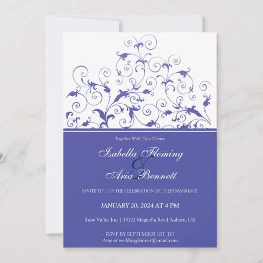 Romantic Floral Wedding Invitation Kaart (Voorkant)