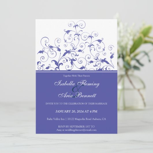 Romantic Floral Wedding Invitation Kaart (Staand voorkant)