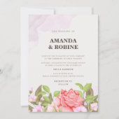 Romantic Floral Wedding Invitation Kaart (Voorkant)