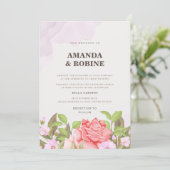 Romantic Floral Wedding Invitation Kaart (Staand voorkant)