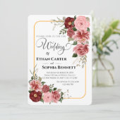 Romantic Floral Wedding Invitation Kaart (Staand voorkant)