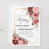Romantic Floral Wedding Invitation Kaart (Voorkant)