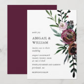 Romantic Floral Wedding Invitation Kaart (Voorkant / Achterkant)