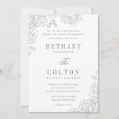 Romantic Floral Wedding Invitation | wit Kaart (Voorkant)