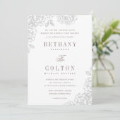 Romantic Floral Wedding Invitation | wit Kaart (Staand voorkant)