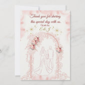 Romantic Floral Wedding Invite | Blush & Gold Rose Kaart (Achterkant)