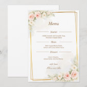 Romantic Floral Wedding Menu Dusty Blush Peony (Voorkant / Achterkant)