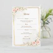 Romantic Floral Wedding Menu Dusty Blush Peony (Staand voorkant)