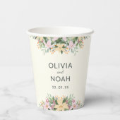 Romantic floral wedding papieren bekers (Achterkant)