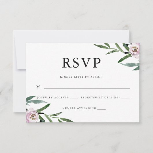 Romantic Floral Wedding RSVP Kaartje (Voorkant)