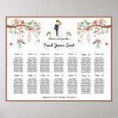 Romantic Floral Wedding Seating Chart Poster (Voorkant)