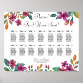 Romantic Floral Wedding Seating Chart Poster (Voorkant)