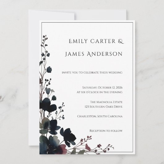 Romantic Floral Wedding Soft Elegant Kaart (Voorkant)