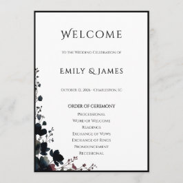 Romantic Floral Wedding Soft Elegant Programmakaart