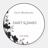 Romantic Floral Wedding Soft Elegant Ronde Sticker (Voorkant)