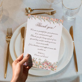 Romantic Floral Wedding Thank You Card Bedankkaart