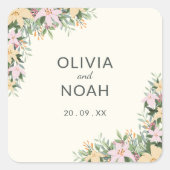 Romantic floral wedding  vierkante sticker (Voorkant)