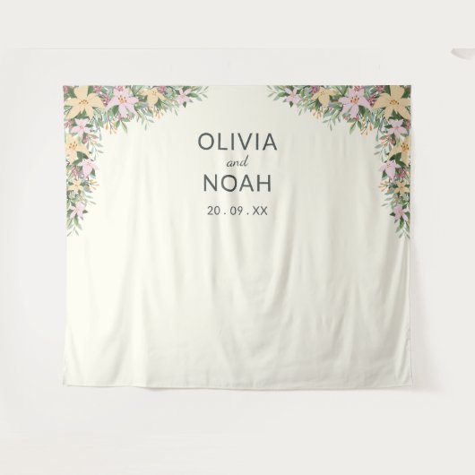 Romantic floral wedding wandkleed (Voorkant (horizontaal))