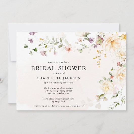 Romantic Floral Wildflower Boho Vrijgezellenfeest Kaart (Voorkant)