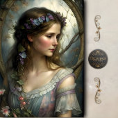 Romantic Floral Woman Portrait Decoupage Tissuepapier