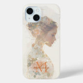 Romantic Floral Woman Silhouette Custom Monogram Case-Mate iPhone Case (Achterkant)