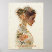 Romantic Floral Woman Silhouette Custom Quote Poster (Voorkant)