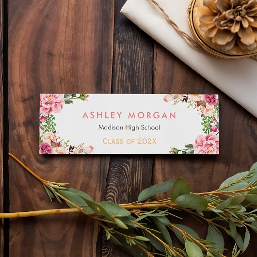 Romantic Floral Wrapped Afstuderen Invoegen Kaart Contactkaartje