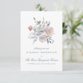 Romantic Floral Wreater Waterverf Monogram Informatiekaartje (Staand voorkant)