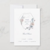 Romantic Floral Wreater Waterverf Monogram RSVP Kaartje (Voorkant)