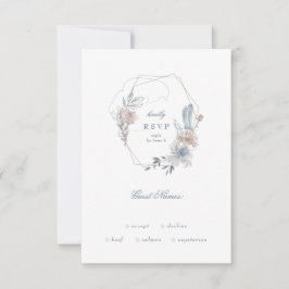 Romantic Floral Wreater Waterverf Monogram RSVP Kaartje