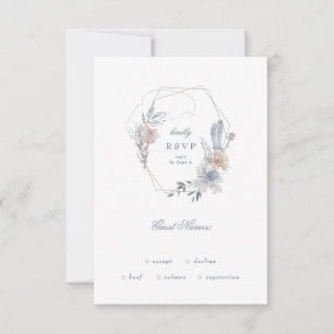 Romantic Floral Wreater Waterverf Monogram RSVP Kaartje