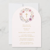Romantic Floral Wreath Minimalist Baptism Kaart (Voorkant)