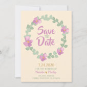 Romantic Floral Wreath Save the Date Kaart (Voorkant)