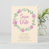 Romantic Floral Wreath Save the Date Kaart (Staand voorkant)