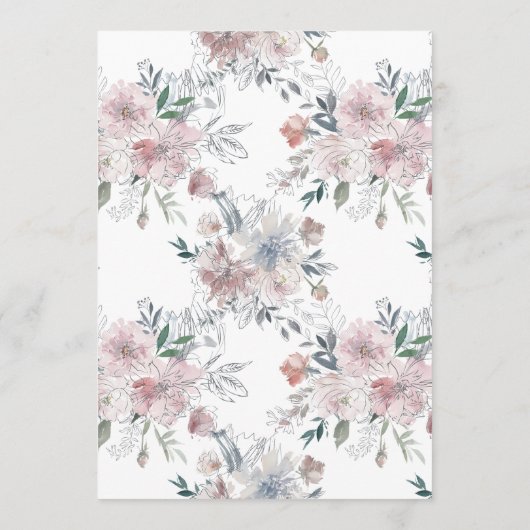 Romantic Floral Wreath Waterverf Monogram Weddensc Menu (Achterkant)