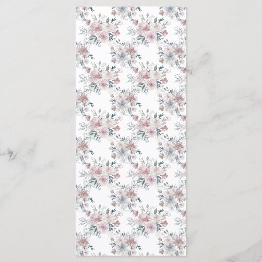 Romantic Floral Wreath Waterverf Monogram Weddensc Programmakaart (Achterkant)