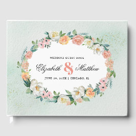 Romantic Floral Wreath Waterverf Wedding Gastenboek