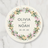 Romantic floral wreath wedding bedankjes labels (Voorkant)