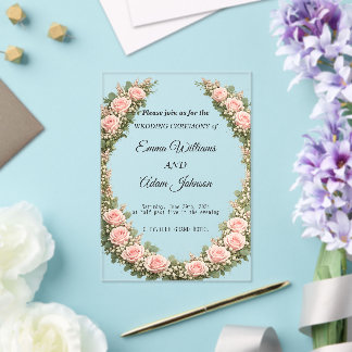 Romantic Floral Wreath Wedding Invitation Acryl Uitnodigingen
