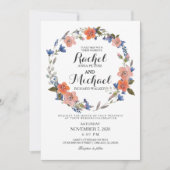 Romantic Floral Wreath Wedding Invitation Kaart (Voorkant)