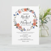 Romantic Floral Wreath Wedding Invitation Kaart (Staand voorkant)