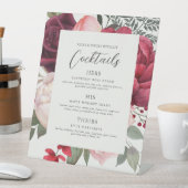 Romantic Florals Bridal Bouquet Ivory Bar Menu Reclamebord Met Voetstuk (Insitu)
