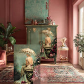 Romantic Florals Sage Green Lady & a Parasol Art Tissuepapier