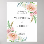 Romantic Florals | Welkomstteken grote bruiloft Poster (Voorkant)