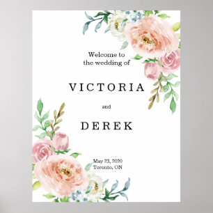 Romantic Florals Welkomstteken grote bruiloft Poster