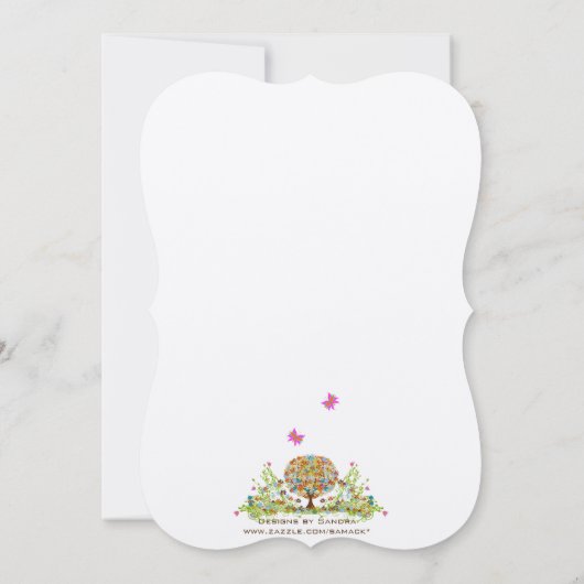 Romantic Flower Love Tree Weddenation Kaart (Achterkant)